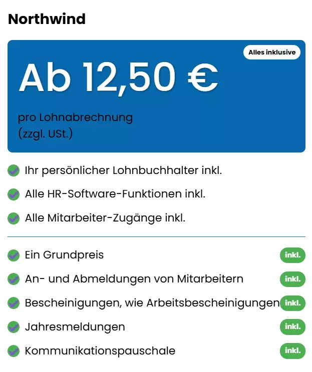 Lohnbuchhaltung in Hamburg ab 12,50 € von Northwind - Payroll Service & HR Consulting GmbH